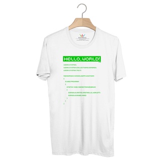 【hot sale】ผ้าฝ้าย 100%BP294 เสื้อยืด HELLO, WORLD! : ภาษา C#S-3XL