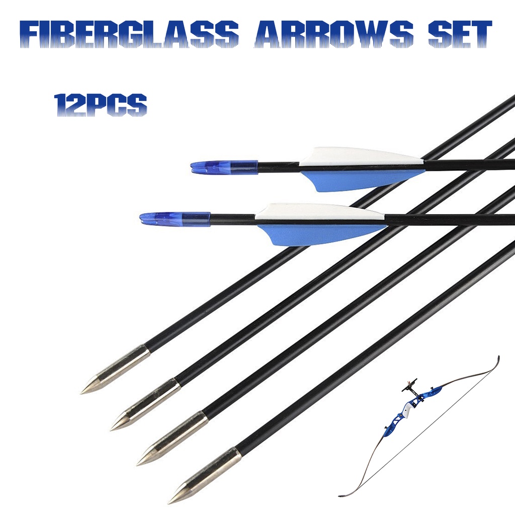 12 pcs/set Fiberglass Arrow 30 Inches Spine 700 Diameter 6 mm for ...