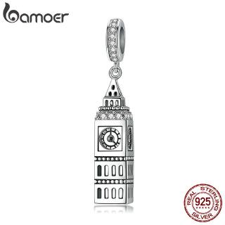 BAMOER British Big Ben Building Pendant Charm fit Bracelets DIY 925 Sterling Silver SCC868