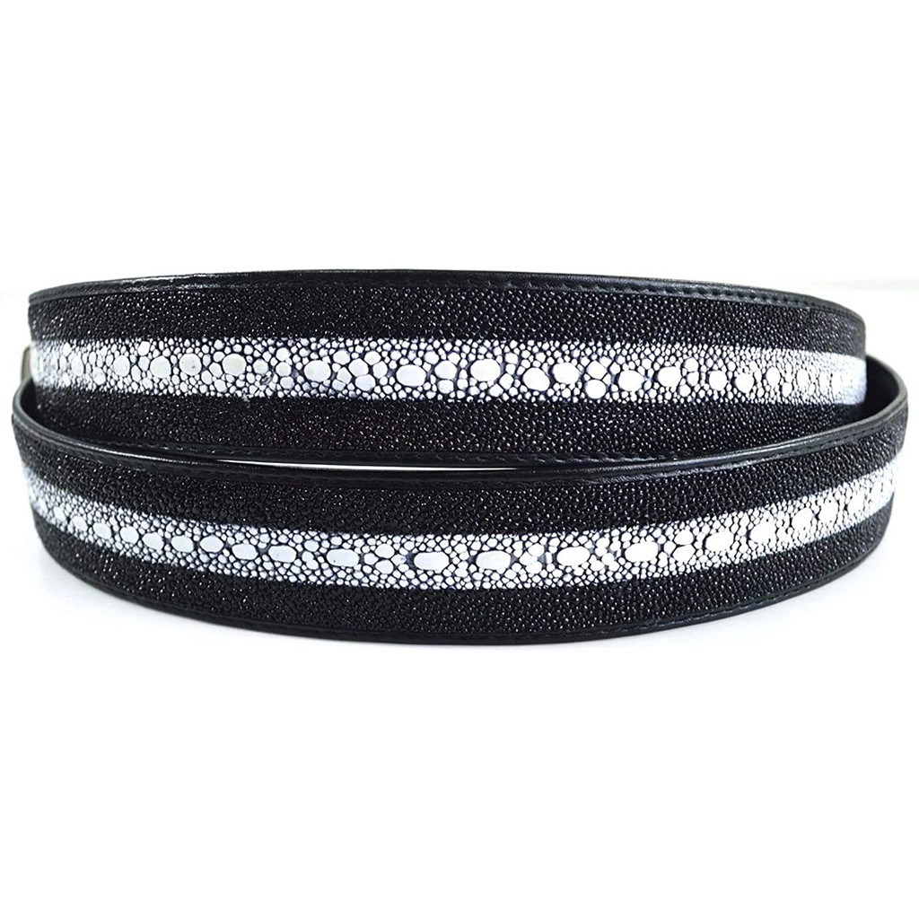 เข็มขัดหนังปลากระเบนแท้สำหรับผู้ชาย-ขนาด-1-5-x-48-สีดำ-stingray-belt-black-leather