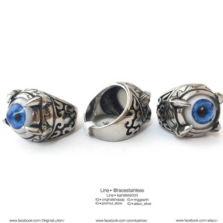 แหวนตาฟ้ารุ่น2 แหวนeye monster eyeblue ring สแตนเลสแท้ stainless 316l แหวนผู้ชาย แหวนแฟชั่น แหวนเท่ๆ แหวนสแตนเลส