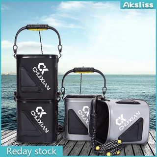 AKS Mini Folding Fish Bucket EVA Fishing Bucket Camping Hiking Box with Handle