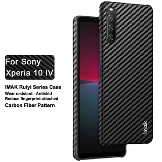 Imak เคสโทรศัพท์มือถือหนัง PU แข็ง คาร์บอนไฟเบอร์ กันกระแทก สําหรับ Sony Xperia 10 IV Xperia10 4