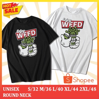 【NEW】เสื้อยืด เสื้อคอกลม เสื้อสกรีนลายกัญชา WEED (แขนสั้น)