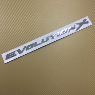 โลโก้* EVOLUTICN-X ติดฝากระโปรงหน้า  มิตชูบิชิ ขนาด* 36.5x2cm ตัวอักษรแยก สีเงินชุบ