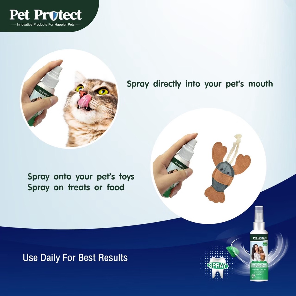 pet-protect-dental-gel-spray-สเปรย์ดับกลิ่นปาก-เจลดับกลิ่นปาก-ลดคราบหินปูน-สำหรับ-สุนัข-และ-แมว-118ml