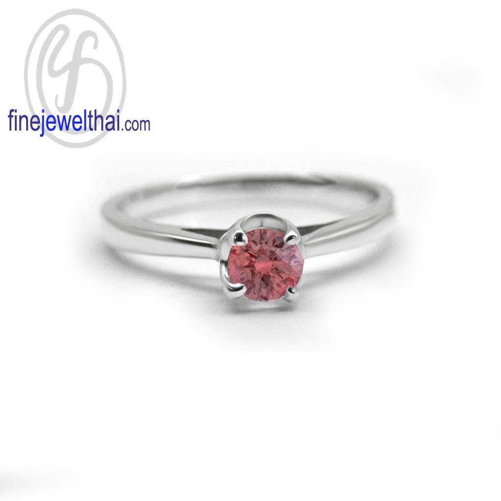 finejewelthai-แหวนทับทิม-ทับทิม-แหวนพลอย-แหวนcz-แหวนเงินแท้-พลอยประจำเดือนเกิด-ruby-silver-ring-birthstone-r1367rb