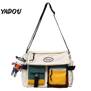 YADOU กระเป๋ กระเป๋าสะพายข้าง กระเป๋าสะพายข้าง เทรนด์ ผ้าใบ ญี่ปุ่น ย้อนยุค เรียบง่าย