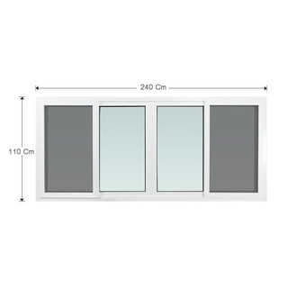 UPVC window UPVC SLIDING WINDOW S-S-S-S WITH WIRE SCREEN AZLE 240X110CM WHITE Sash window Door window หน้าต่าง UPVC หน้า