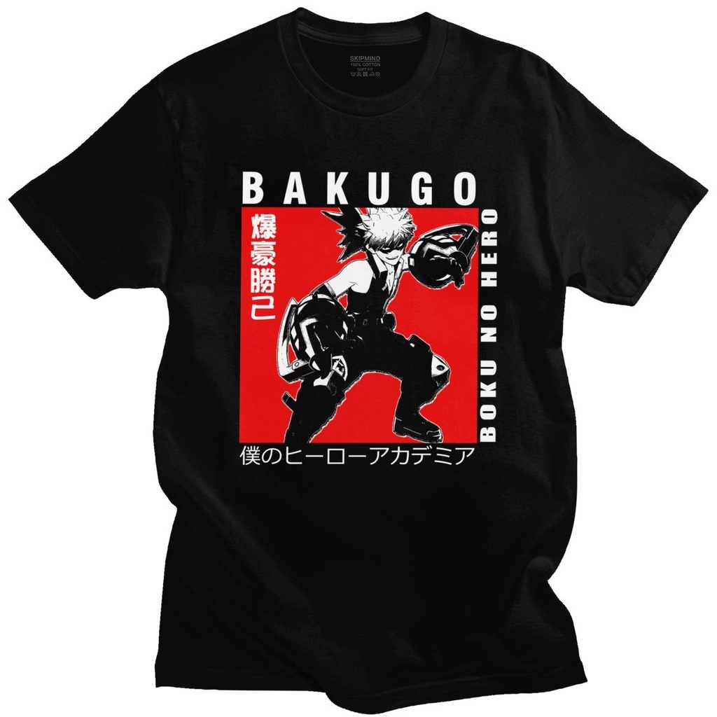เสื้อยืดคอกลม-แขนสั้น-ผ้าฝ้าย-พิมพ์ลายอนิเมะ-bakugo-katsuki-boku-no-hero-academia-แฟชั่นฤดูร้อน-สําหรับผู้ชาย