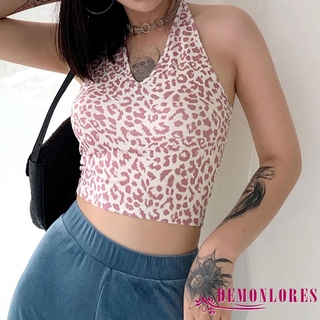 ภาพหน้าปกสินค้า❀DEM☞Women´s Leopard Print Camisole Summer Fashion Sexy V-Neck Halter Cropped Top ซึ่งคุณอาจชอบสินค้านี้