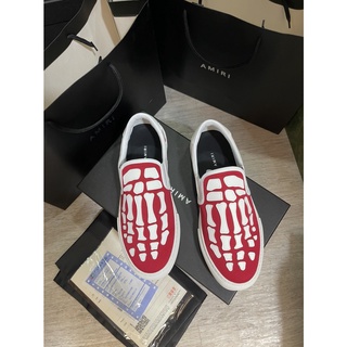 Amiri Skel Toe Slip On Red/White รองเท้าผ้าใบแบบสวมพร้อมกล่อง