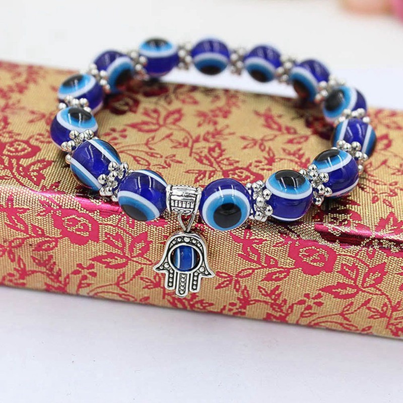 สร้อยข้อมือกําไลข้อมือยางยืดร้อยลูกปัดแฮนด์เมด-hamsa-fatima-evil-eye