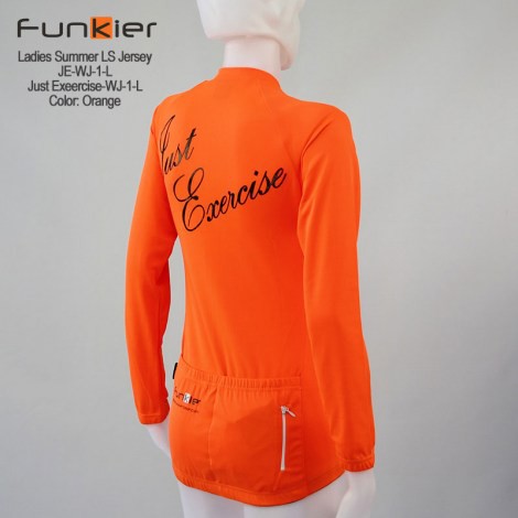 เสื้อจักรยานแขนยาวผู้หญิง-funkier-just-exercise-ส้ม