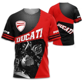 เสื้อยืด พิมพ์ลาย Ducati 3 มิติ ขนาดใหญ่ สีแดง แฟชั่นสําหรับผู้ชาย