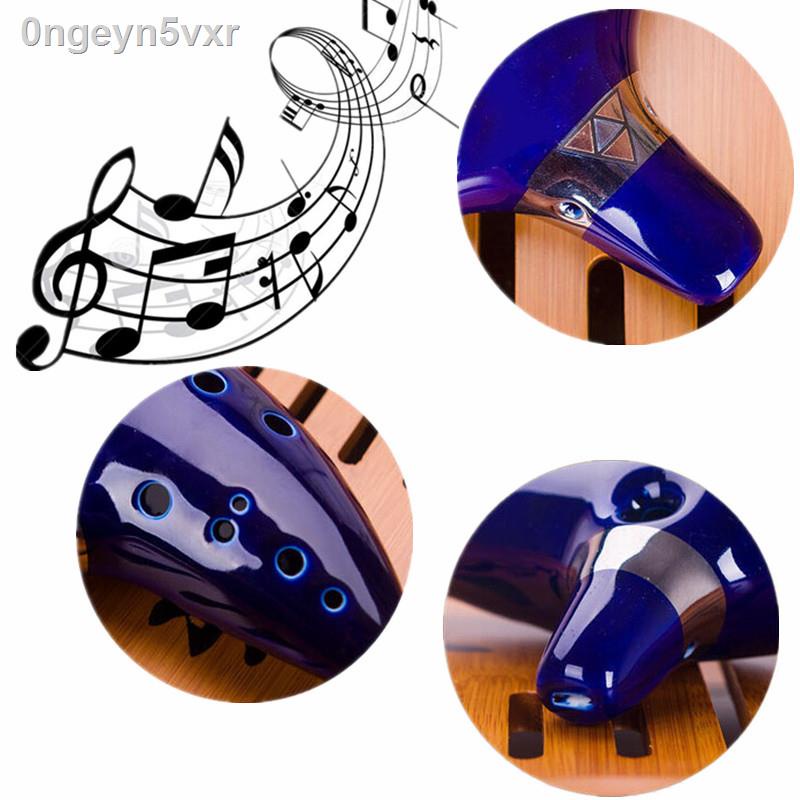 ขลุ่ย-โอคาริน่า-ocarina-คีย์-c-12รู-เซรามิก-ceramic-flute-instrument-with-neck-strap-cord-and-music-book-ocarin-le