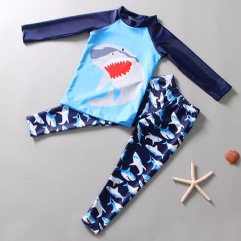 ภาพหน้าปกสินค้า(ลดสุด ) สินค้าพร้อมส่ง ชุดว่ายน้ำเด็กชาย แขนยาวกันยูวี พร้อมกางเกงขายาว (3-11ขวบ)
