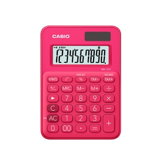 Casio Calculator เครื่องคิดเลข  คาสิโอ รุ่น  MS-7UC-RD แบบสีสัน ขนาดกะทัดรัด 10 หลัก สีชมพูเข้ม