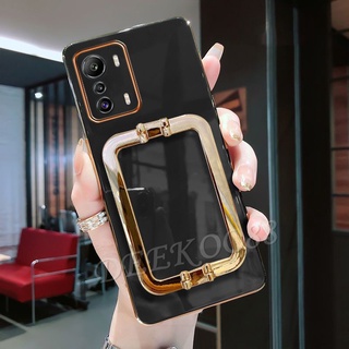 เคสโทรศัพท์มือถือ Infinix Zero 5G X Neo Pro Smart 6 HD NFC 4G Handphone Casing Electroplated Softcase Phone Cell Case with Stand Holder Metal Bracket Shell Camera Protection Black White Back Cover