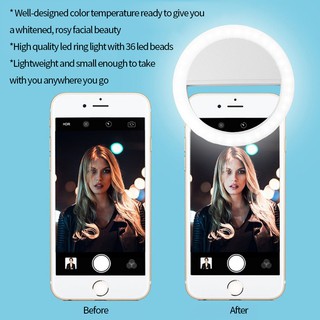 ไฟเซลฟี่ ไฟถ่ายรูป ไฟเซลฟี่มือถือ Selfie Ring Linght ไฟวงแหวนเซลฟี่ LED ไฟแฟลชเล็กสำหรับโทรศัพท์ ปรับความสว่างได้ 3ดับ