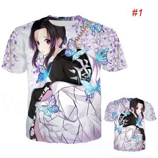 kimetsu no yaiba shinobu kocho 3 d เสื้อยืดลําลองสําหรับผู้ชายผู้หญิงแขนสั้นพิมพ์ลาย