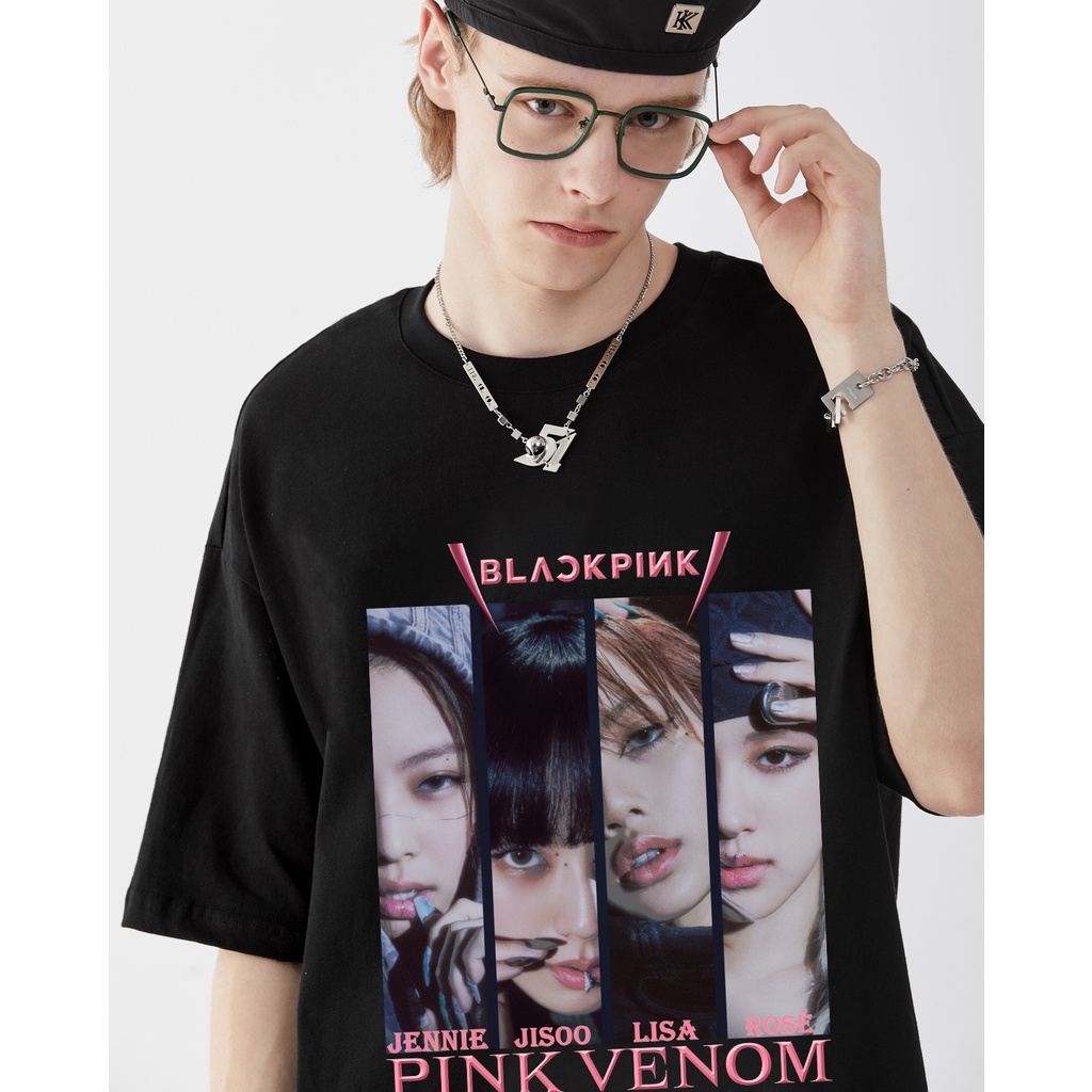 เสื้อยืดผ้าฝ้ายcotton-เสื้อ-blackpink-album-pink-venom-แบล็คพิ้ง-jennie-lisa-เสื้อผ้าแฟชั่น-jisoo-เสื้อยืดสไตล์เกาหลี-ro