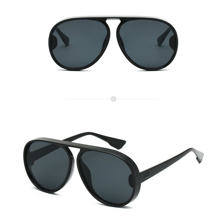 ym-288-แว่นตากันแดดแฟชั่น-retro-flat-top-กรอบดำเลนส์สีดำ