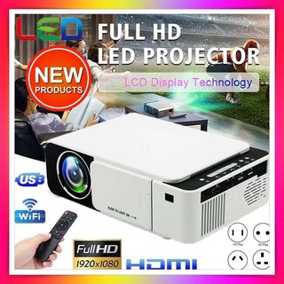 ภาพย่อรูปภาพสินค้าแรกของโปรเจคเตอร์ 2023 New Arrival White Color T5 Lamp Smart 4K HD Home Cinema Native1080p Digital Mini LCD T5 Proje