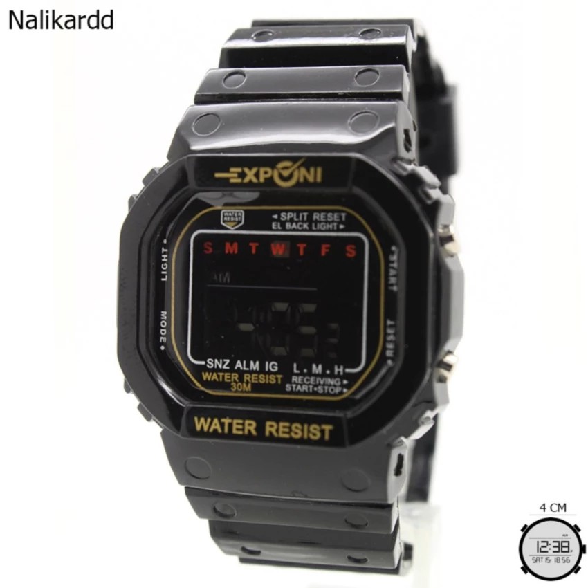 EXPONI Sport Watch นาฬิกาข้อมือชาย-หญิง ทรงเหลี่ยม สายยาง ระบบ Digital ...