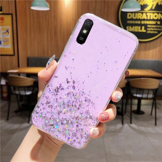 เคส For Xiaomi Redmi 9A 9C 9 2020 New Phone Case Bling Transparent Black Green Pink Purple Star Space TPU Soft Cover Handphone Casing เคสโทรศัพท์ For Xiaomi Redmi 9 A C