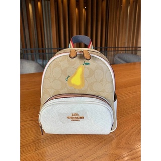 COACH MINI COURT BACKPACK IN SIGNATURE WITH PEAR ((c8258))