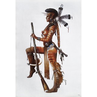 โปสเตอร์ ภาพวาด อเมริกัน อินเดียแดง Native American Indian POSTER 21”x31” Inch Painting Western V18