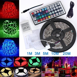 ไฟ LED RGB 1/3 / 5M พร้อมสายไฟ 3528 SMD เปลี่ยนสีได้ + รีโมทคอนโทรลอินฟราเรด 44-คีย์