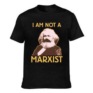 เสื้อยืดราคาถูกสุดๆเสื้อยืดแขนสั้น ผ้าฝ้าย พิมพ์ลายคําคม Karl Marx Not A Marxist สไตล์ฮิปฮอป สําหรับผู้ชายขนาดเต็มS-5XL