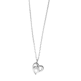 A.CEMI Ai Shiteru Heart Necklace มุกแท้ สร้อยคอมุกแท้ สร้อยคอเงินแท้ ชุบทอง 18K