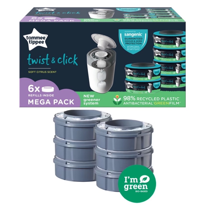 Tommee Tippee Twist & Click Nappy Disposal Unit Refill Cassette 6 Pack