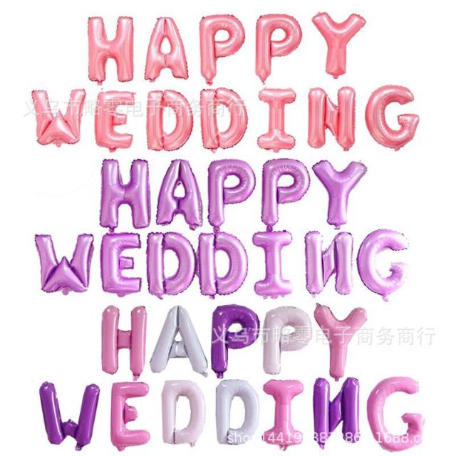 ลูกโป่งฟอย-อักษร-happy-wedding-sweet-weddingขนาด16นิ้ว