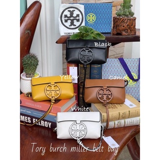 Tory burch miller belt bag - brown and white