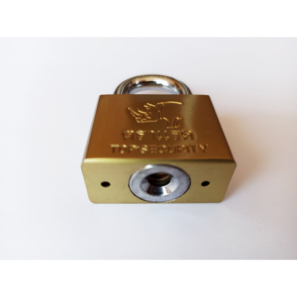 กุญแจ-กุญแจระบบลูกปืนไส้ทองเหลือง-ไขลื่นไม่ติดขัด-ตราแรด-iso-9001-2008-สีทอง-40-mm-เหล็กชุบแข็ง-ใช้ล็อคได้หลากหลาย