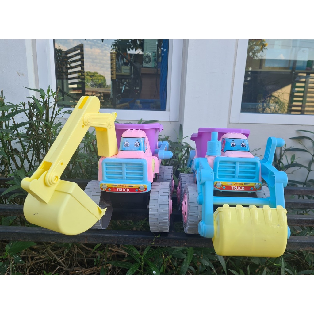 ขนาดใหญ่-ของเล่นเด็ก-แมคโคร-สีพาสเทล-รถของเล่น-ของเล่นตักทราย-ของเล่นเด็ก-รถตักทราย-รถไถ