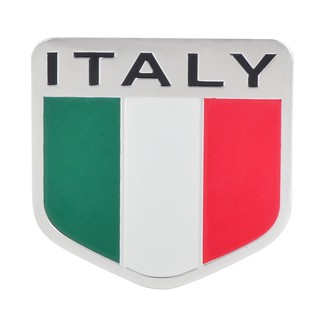 โล่ธงโลโก้-อิตาลีสัญลักษณ์ ทำจากโลหะอลูมิเนียม ขนาด 50*50mm Car Auto Truck Italy Flag Shield Emblem Badge Decals Sticker