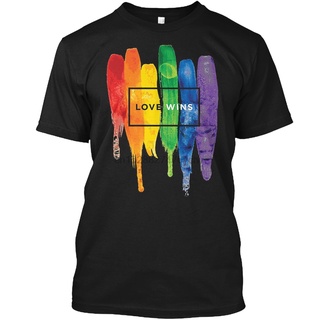 [S-5XL] เสื้อยืด พิมพ์ลายสีน้ํา LGBT Love Wins สีรุ้ง สไตล์คลาสสิก สําหรับผู้ชาย
