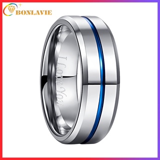 【แกะสลักฟรี】BONLAVIE แหวนทังสเตนคาร์ไบด์ เนื้อแมตต์ 8 มม. 8 ถึง 14 สําหรับผู้ชาย