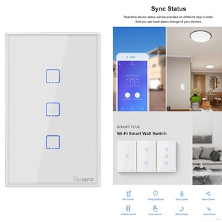 Sonoff T2Us Tx Smart Wifi สวิทช์ไฟอัจฉริยะระบบสัมผัส 1 / 2 / 3 Gang 433 Rf / ควบคุมด้วยแอพ