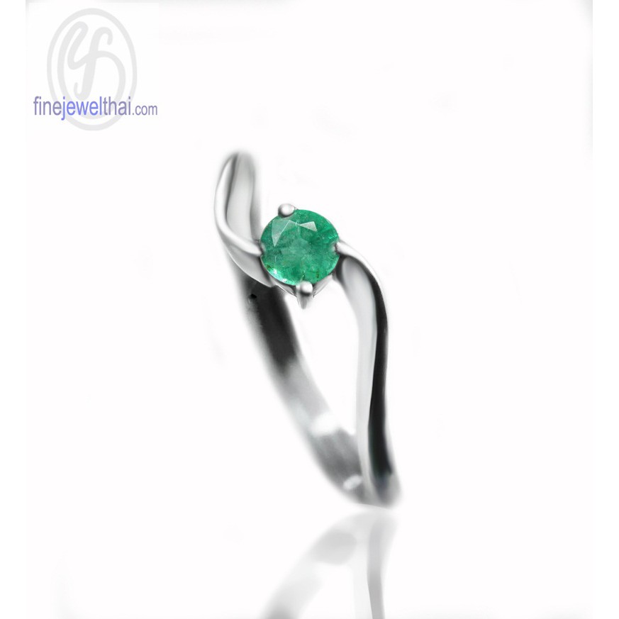 finejewelthai-แหวนมรกต-แหวนเงิน-แหวนพลอยแท้-แหวนประจำเดือนเกิด-emerald-birthstone-silver-ring-r1073em