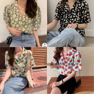 สินค้า IT019.1 TARA Daisy เสื้อเชิ้ตฮาวาย แขนสั้น ลายดอกเดซี่ ที่กำลังนิยมที่สุดในตอนนี้ ผ้าไหมอิตาลีอย่างดี ใส่สลาย