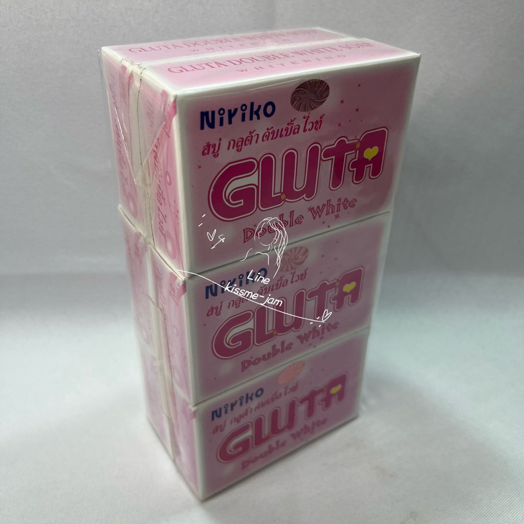 พร้อมส่ง-niriko-gluta-double-white-soap-whitening-100กรัม-1-แพคมี-6-ก้อน