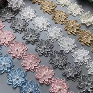 ภาพหน้าปกสินค้าผ้าลูกไม้ ปักลายดอกไม้ ประดับลูกปัด 3D สําหรับตกแต่งชุดแต่งงาน DIY 10 ชิ้น ต่อล็อต ที่เกี่ยวข้อง