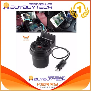 iRemaxbuybuytech Multifunctional Cup Shape Car Charger 4 IN 1 ถ้วยขยายช่องจุดบุหรี่ 2 ช่อง USB 2