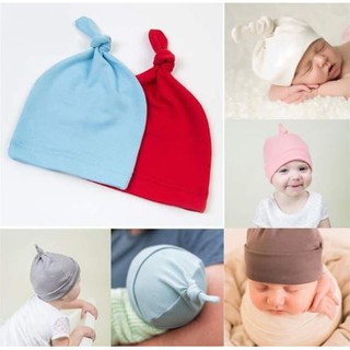 ภาพขนาดย่อของสินค้าP210 หมวกเด็ก หมวกเด็กอ่อน หมวกเด็กแรกเกิด รุ่นผูกปม หลากสี